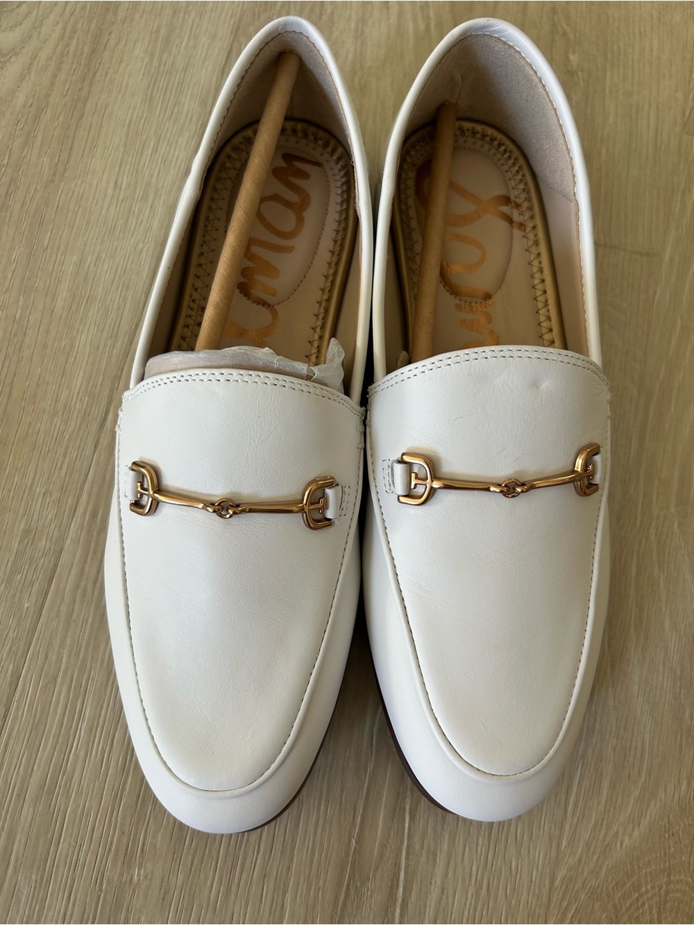 Sam Edelman Loraine White Leather Horsebit Loafers NWTB